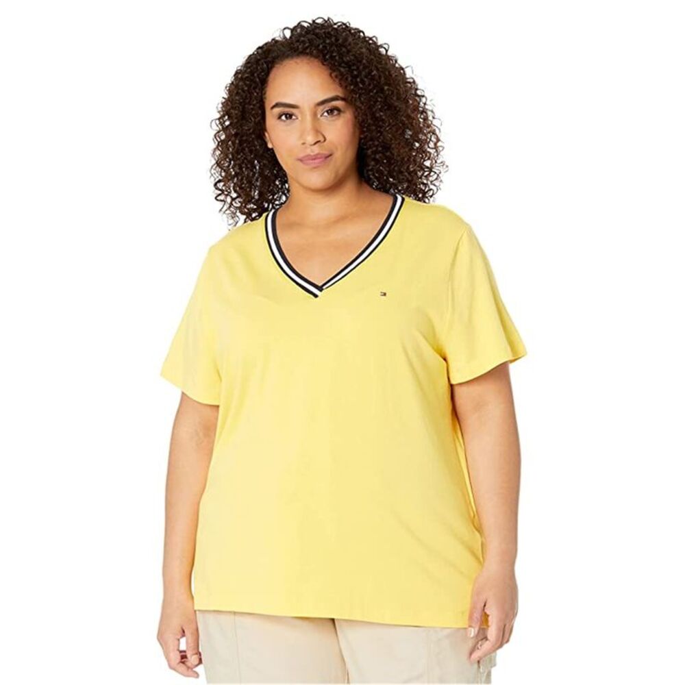 Tommy Hilfiger Womens Contrast Trim Basic T-Shirt, , Plus Size, 3X, DM